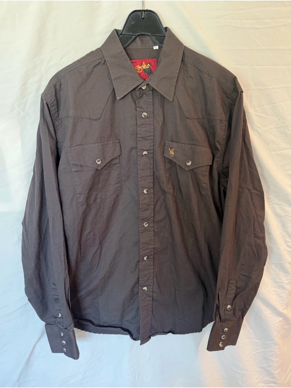 Roper Rodeo Western Shirt Mens Large Pearl Snap Black Cowboy Long Sleeve